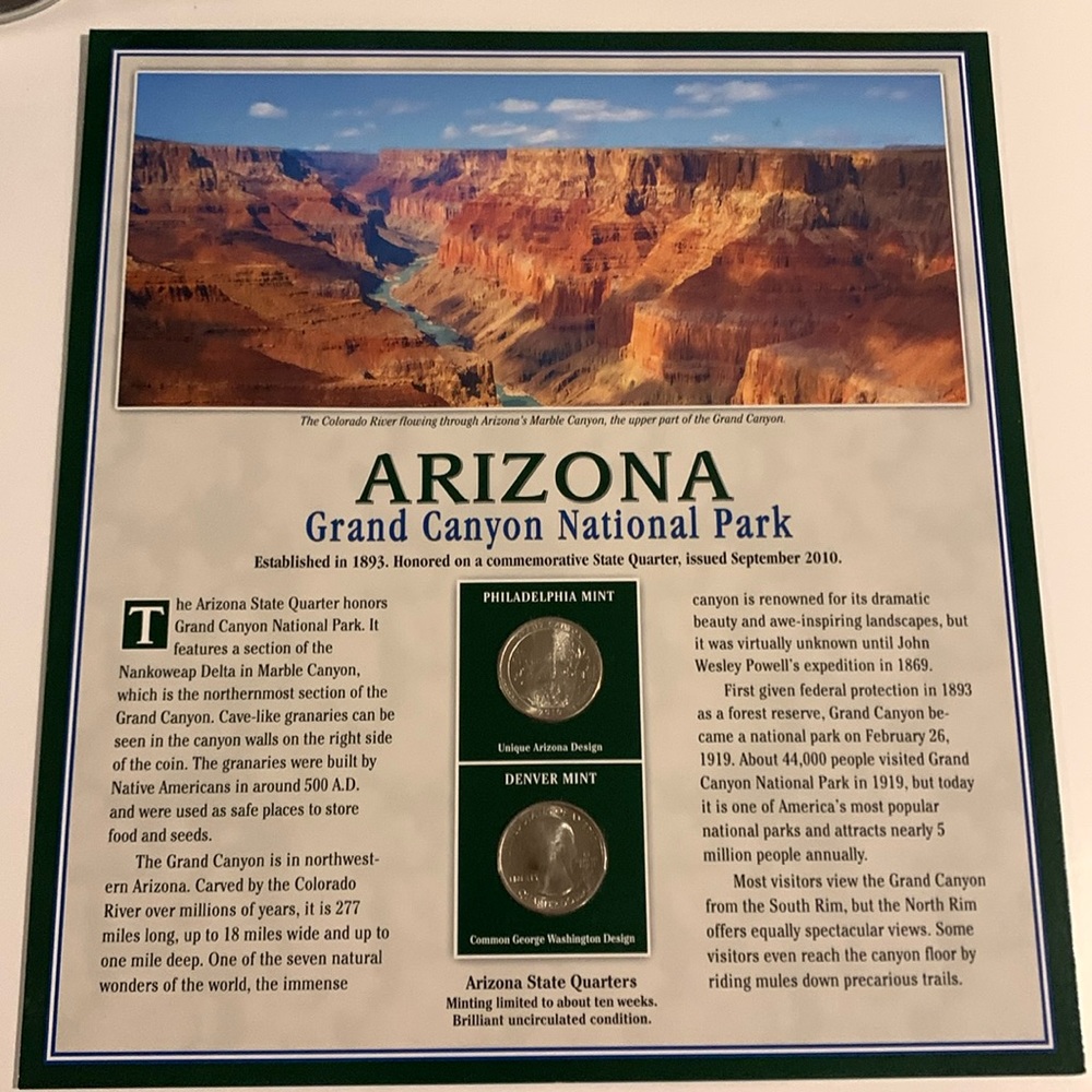 Arizona Grand Canyon National Park Philadelphia Quarter Denver Stamps Postage